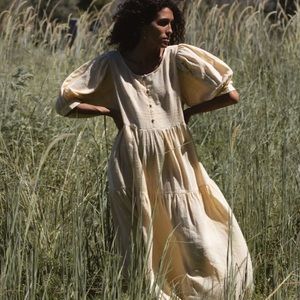 Daughters of India Ela Gown in Chamomile